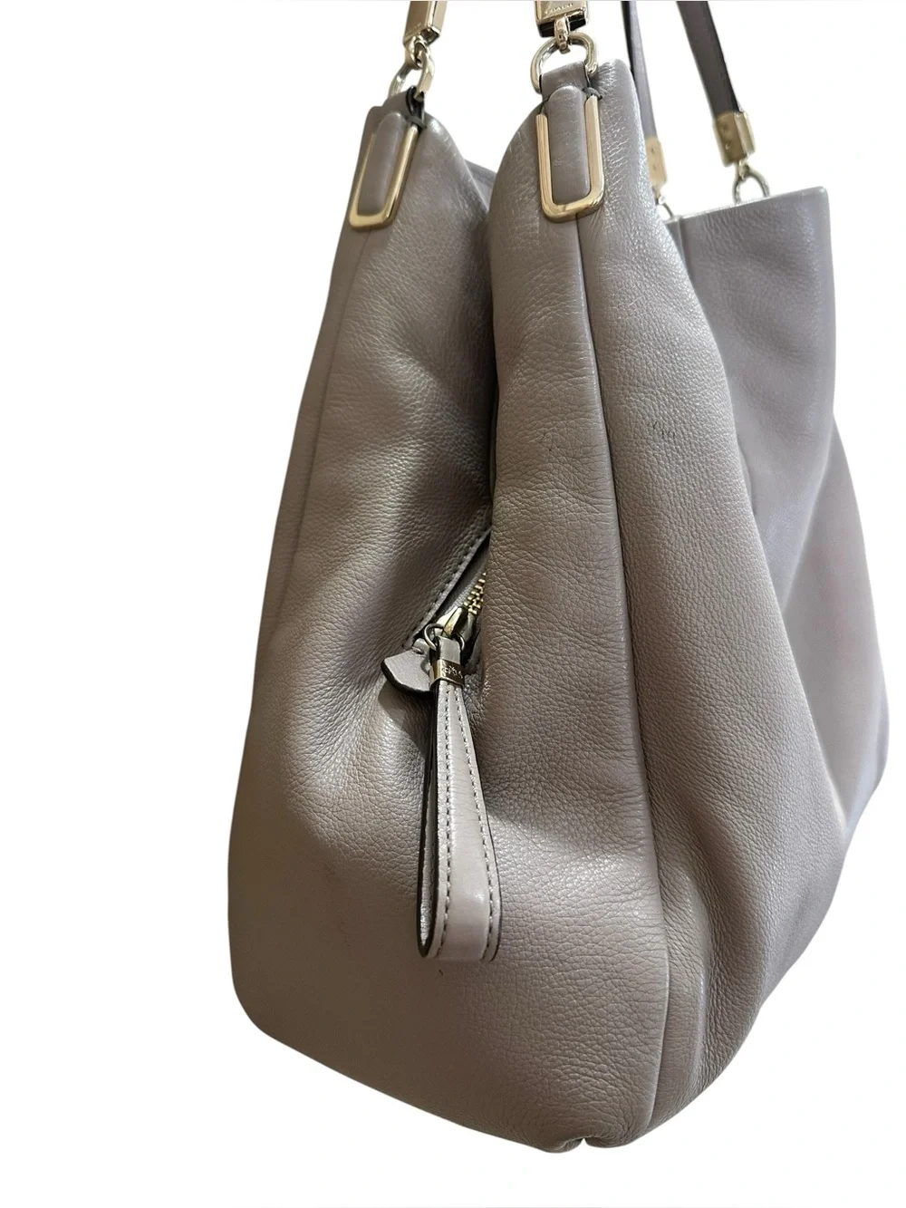 COACH Pebbled Leather Madison Phoebe Women's Handbag 3 Compartment Gray